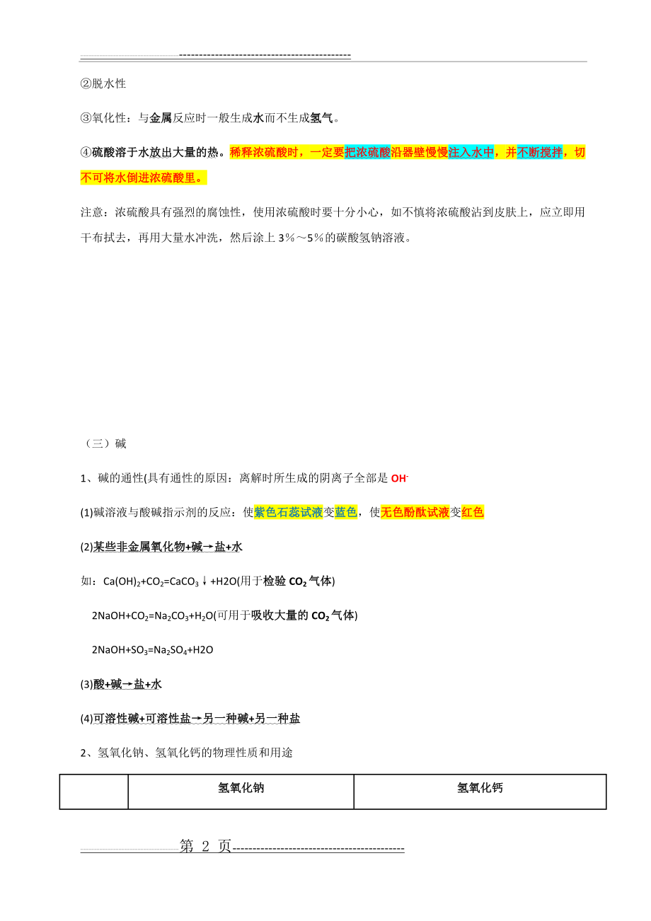 人教版初中化学酸和碱复习(4页).doc_第2页