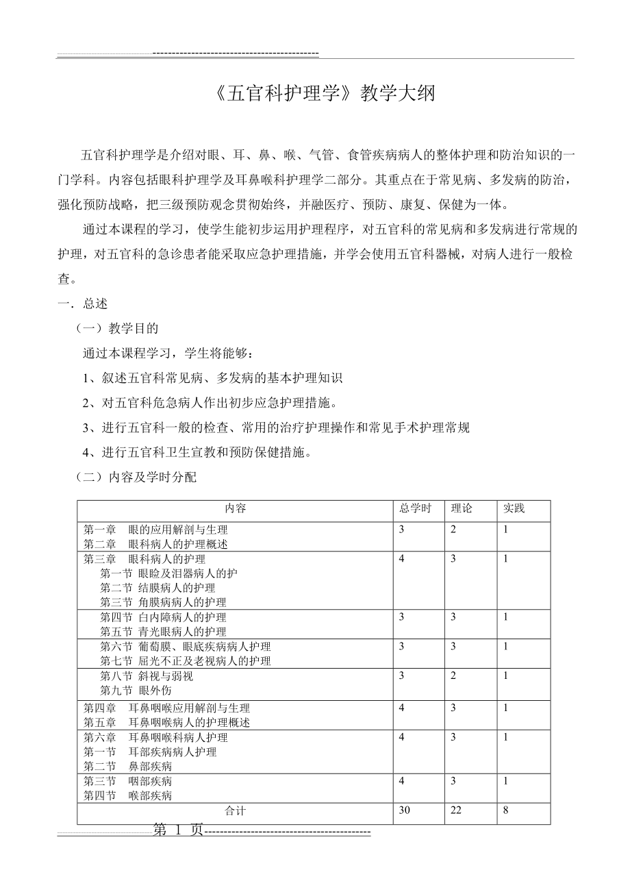 五官科护理学教学大纲(12页).doc_第1页