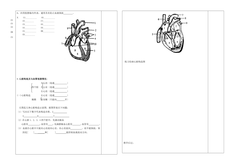 七年级生物学科导学案人体内的血液循环.docx_第2页