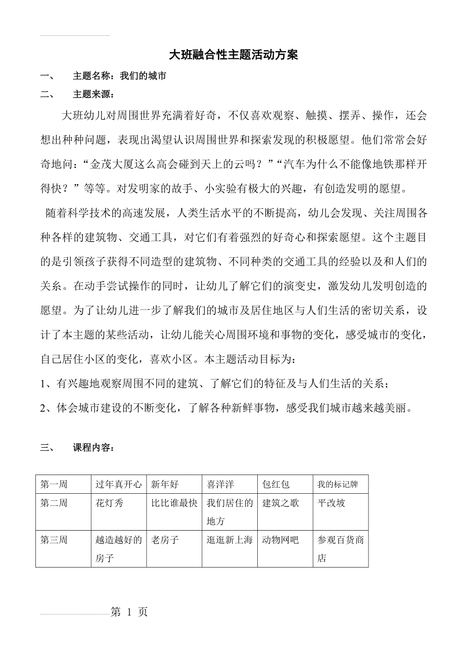 主 题：我们的城市方案(46页).doc_第1页