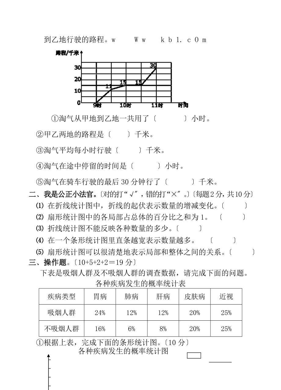 北师大版小六数学上第五单元数据处理测试题.docx_第2页