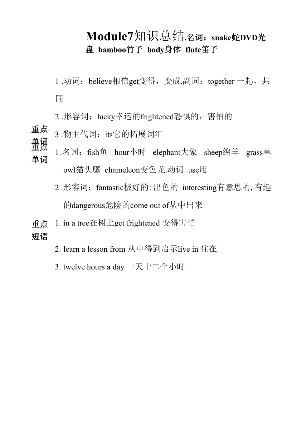 外研版（三起）六年级上册英语Module 7 知识总结.docx_第1页