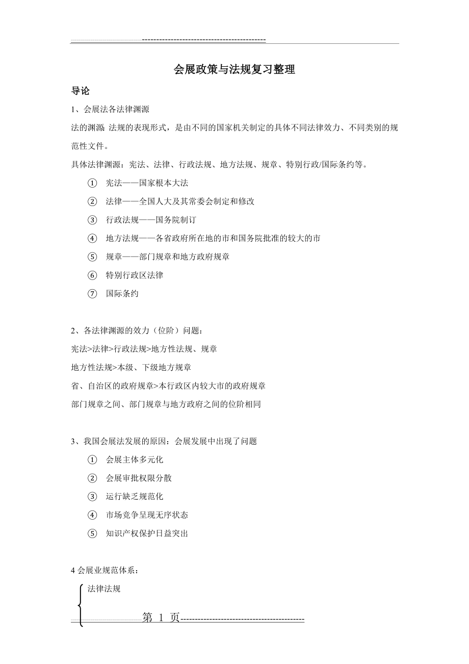 会展政策与法规复习整理(15页).doc_第1页