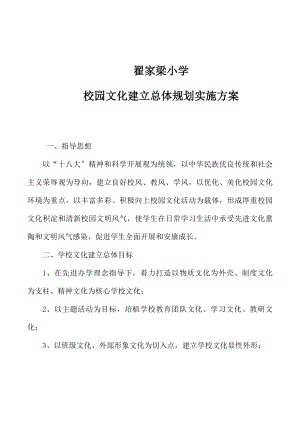 翟家梁小学校园文化建设总体规划实施方案完整版.docx