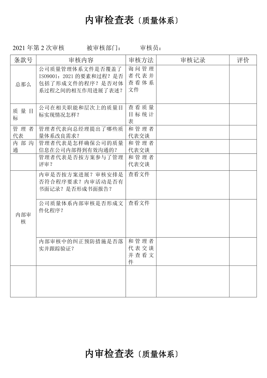 内审检查表质量.doc_第2页