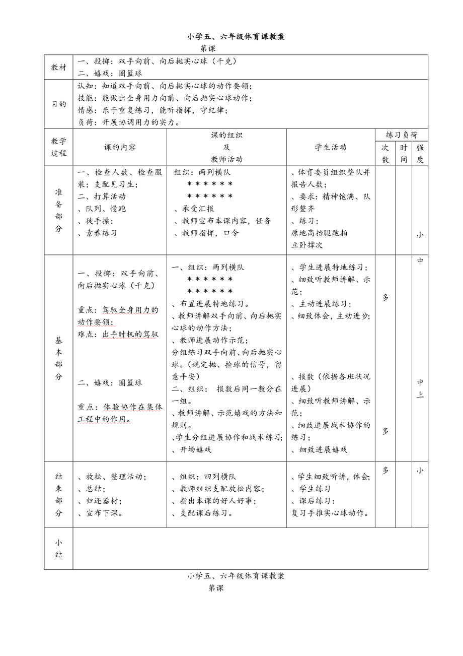 人教版小学五六年级体育教案.docx_第1页