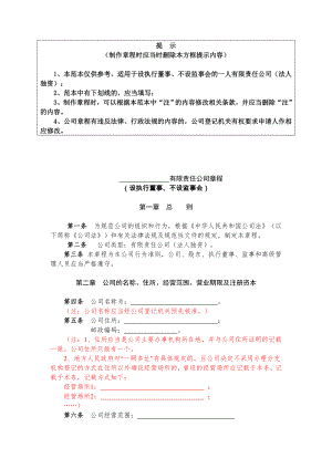 内资有限责任公司范本(法人独资、设执行董事、不设监事会)(1).doc