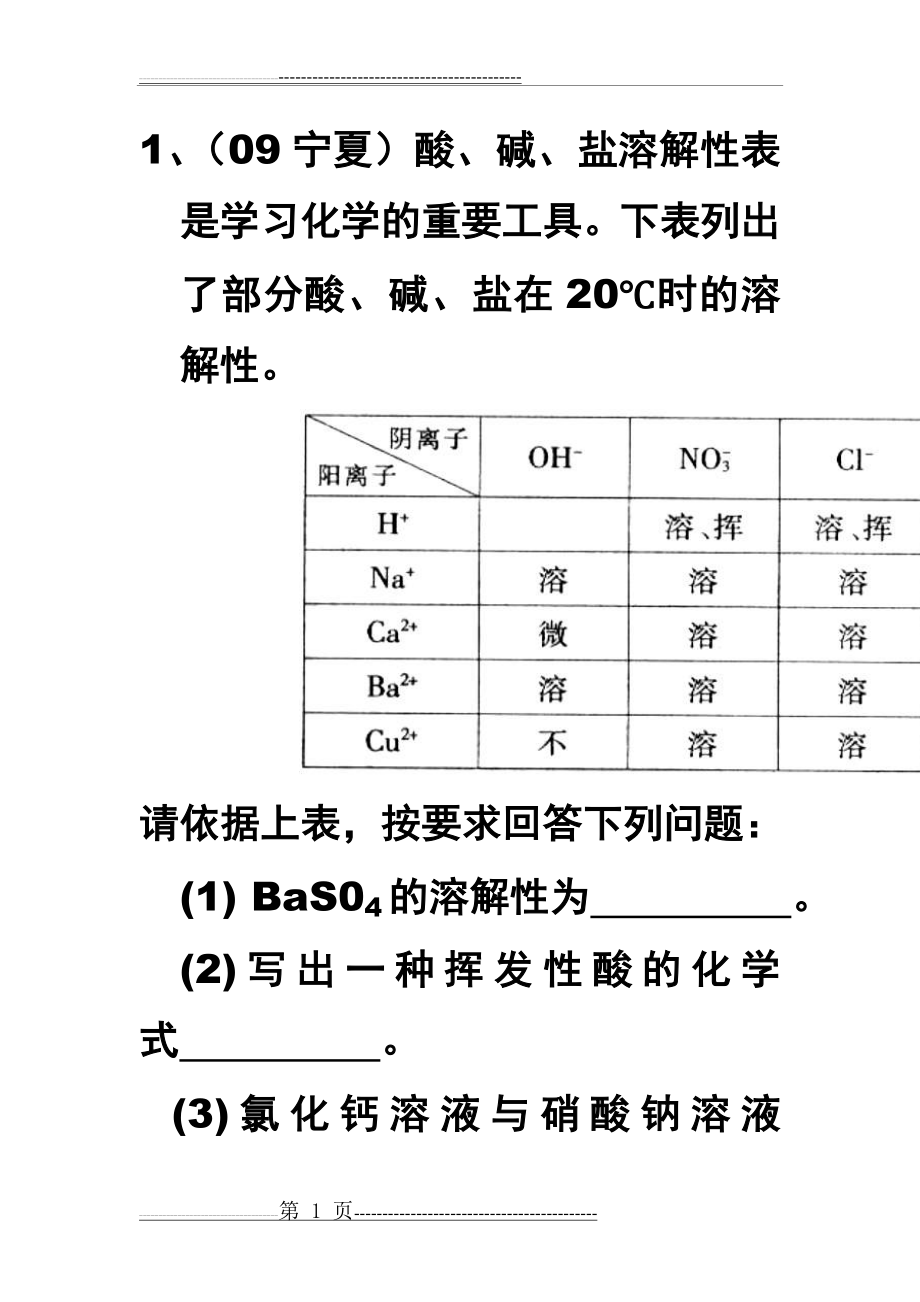 初三化学酸碱盐习题(22页).doc_第1页