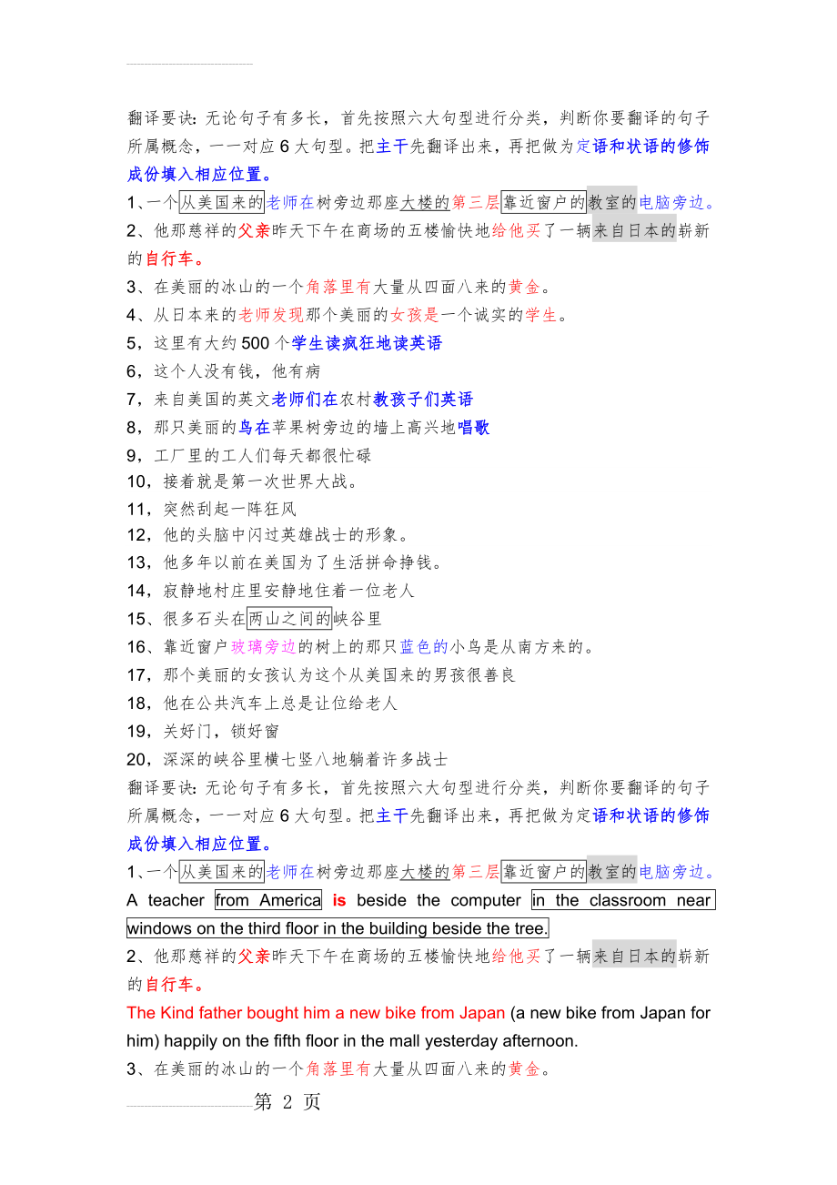 [3] 英语语法：六大句型翻译练习-纠错版(4页).doc_第2页