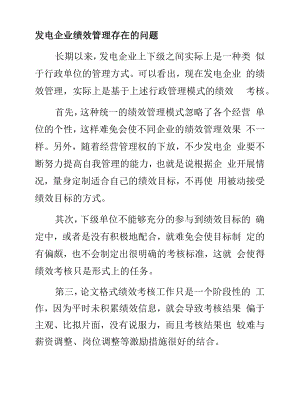 发电企业绩效管理存在的问题.docx