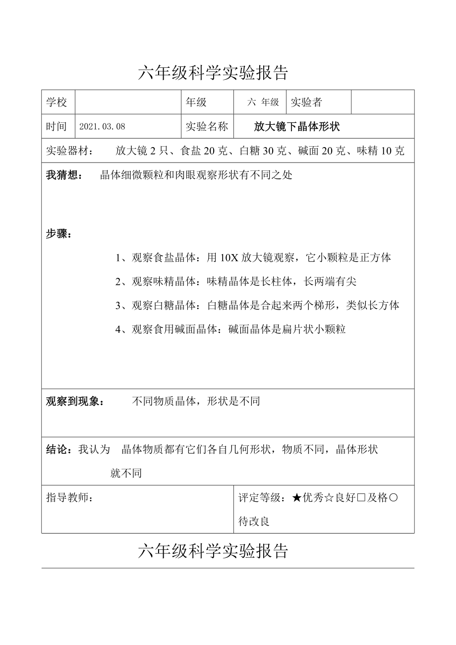 教科版六年级科学下册实验报告单全课件.doc_第2页