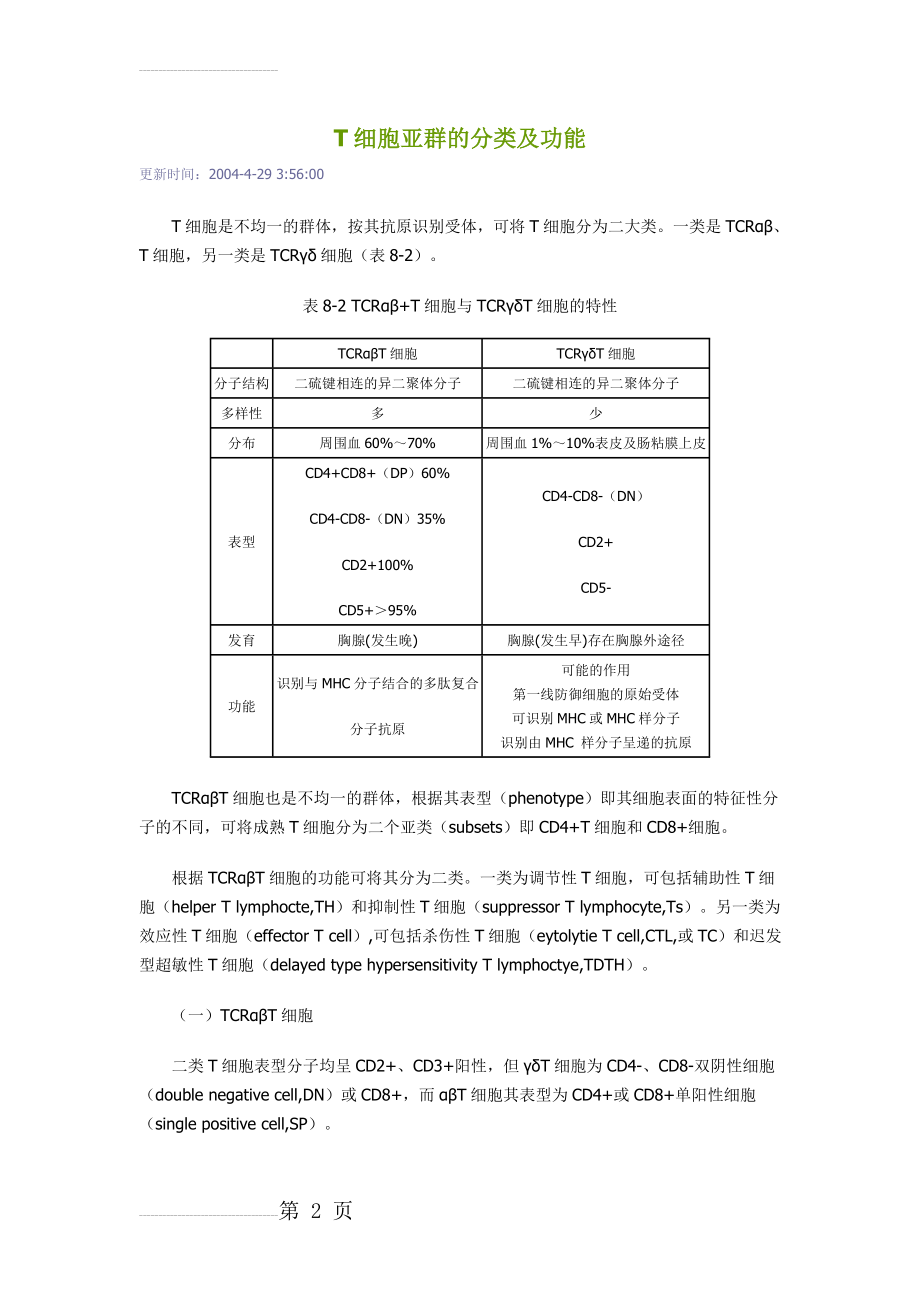 T细胞亚群的分类及功能(6页).doc_第2页