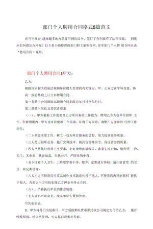 部门个人聘用合同格式5篇范文.docx