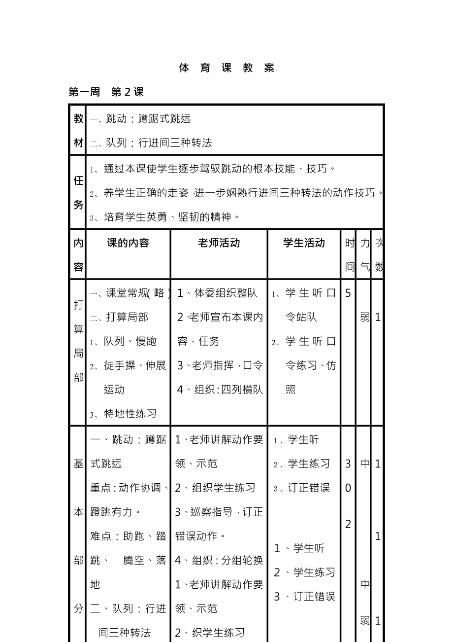 小学五年级上册体育教案 2.docx_第2页