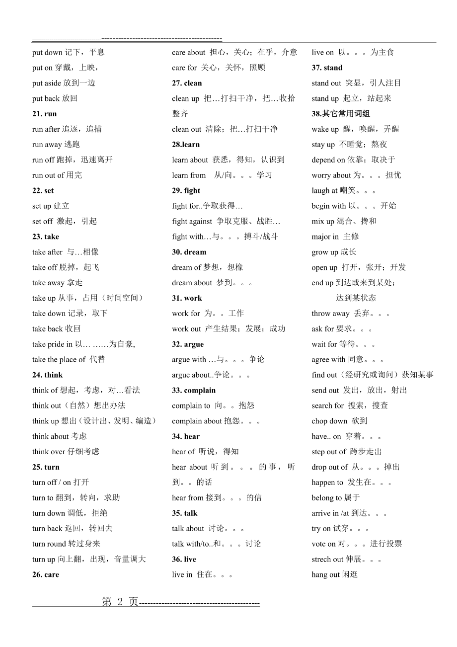 初中英语动词短语归纳(3页).doc_第2页