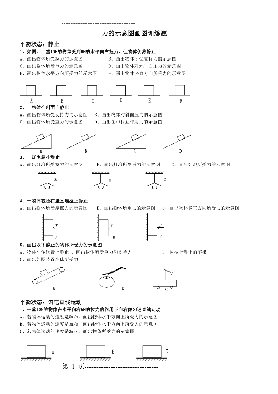 力的示意图画图训练题(3页).doc_第1页