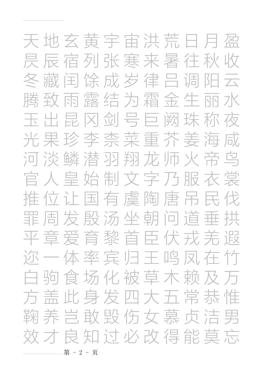 《千字文》( 楷书)word版-打印练字用-字帖(7页).doc_第2页