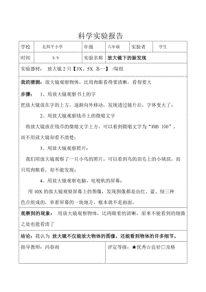 教科版六年级科学上册实验报告.doc