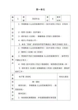 新人教版二年级音乐下册表格式教案.docx