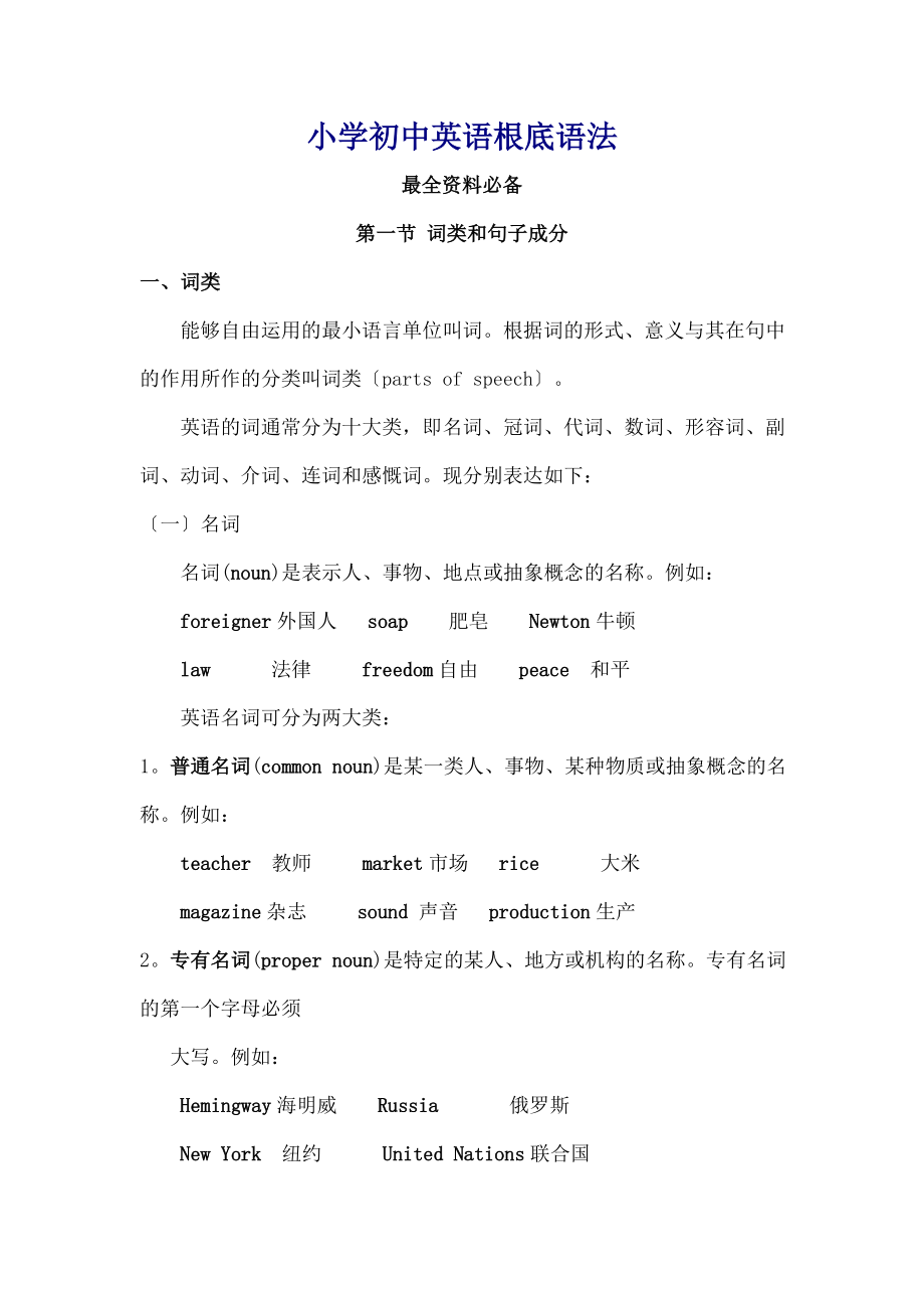 小学初中英语基础语法必备.docx_第1页