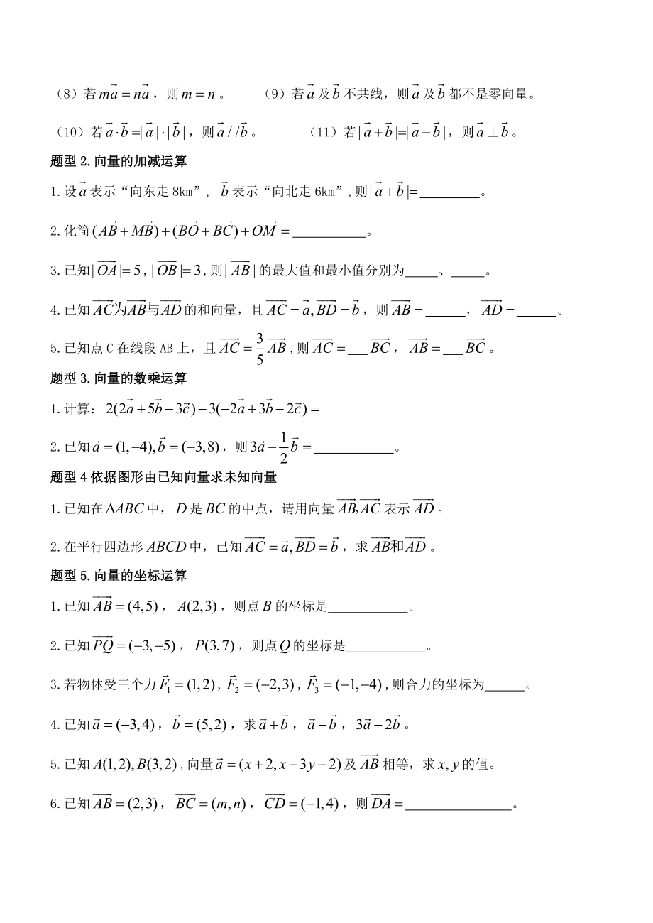 第七讲高中数学必修4平面向量知识点与典型例题总结.docx_第2页