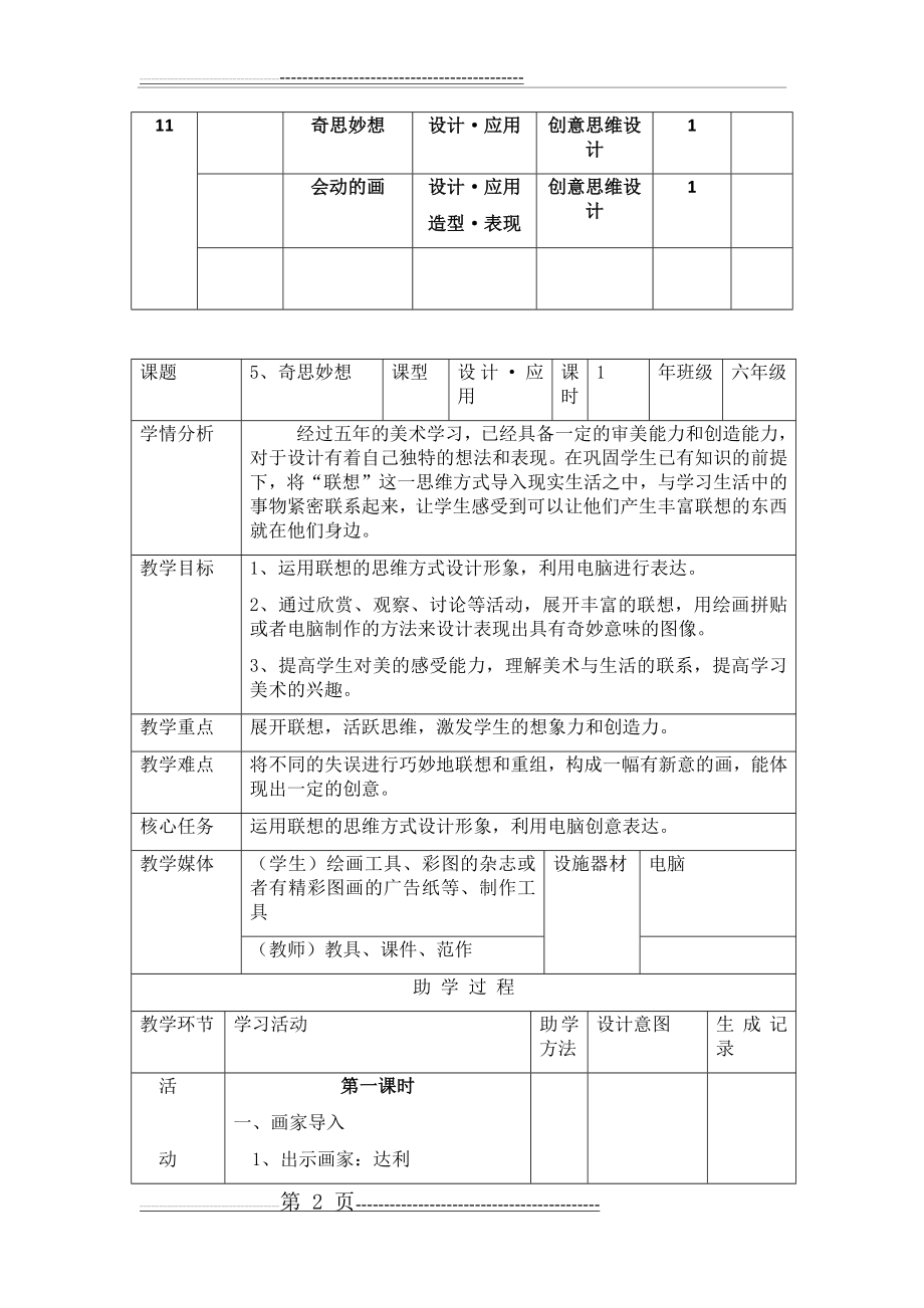 六年级美术复习计划(11页).doc_第2页