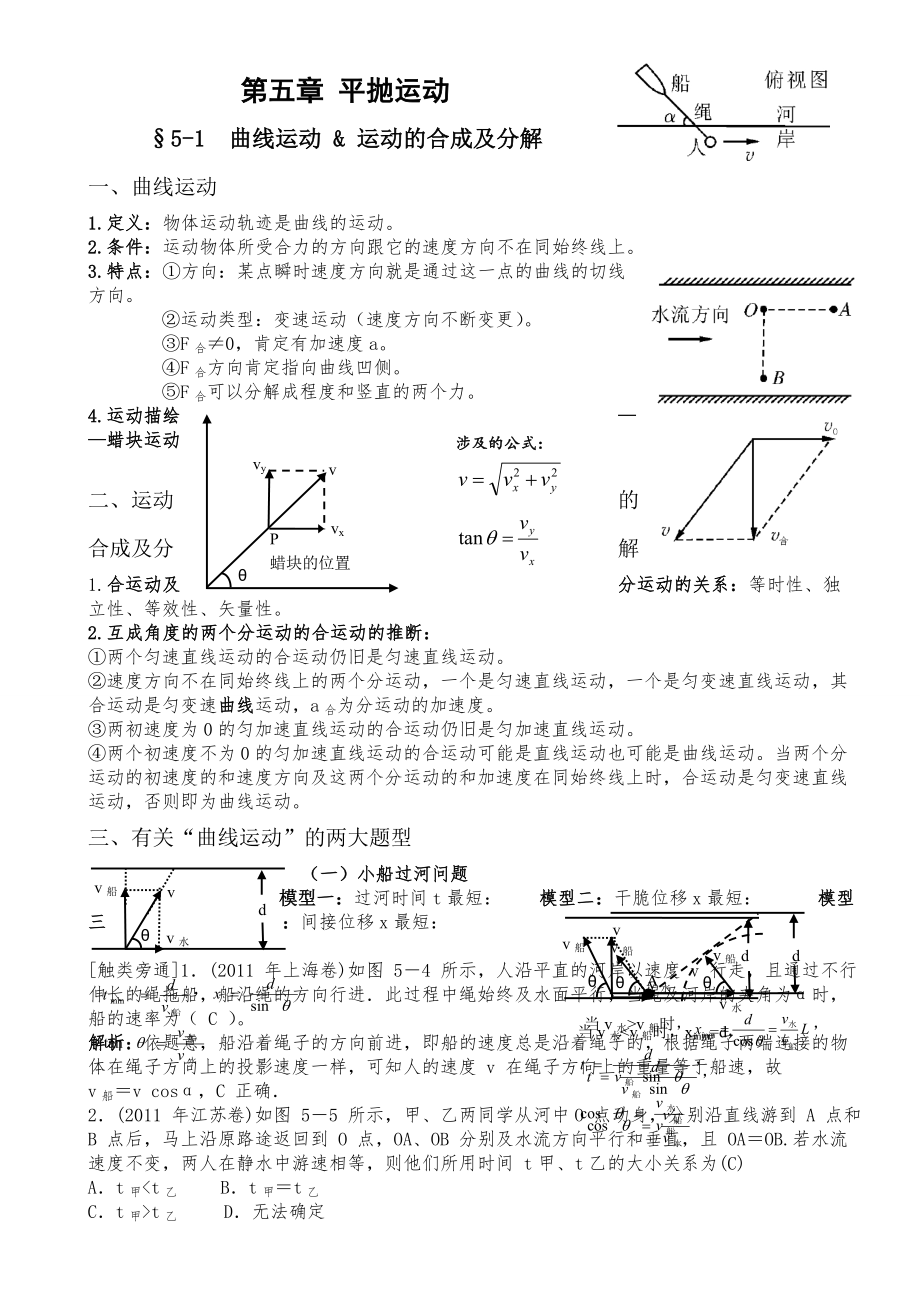 高中物理必修二知识点总结与典型题解析.docx_第1页