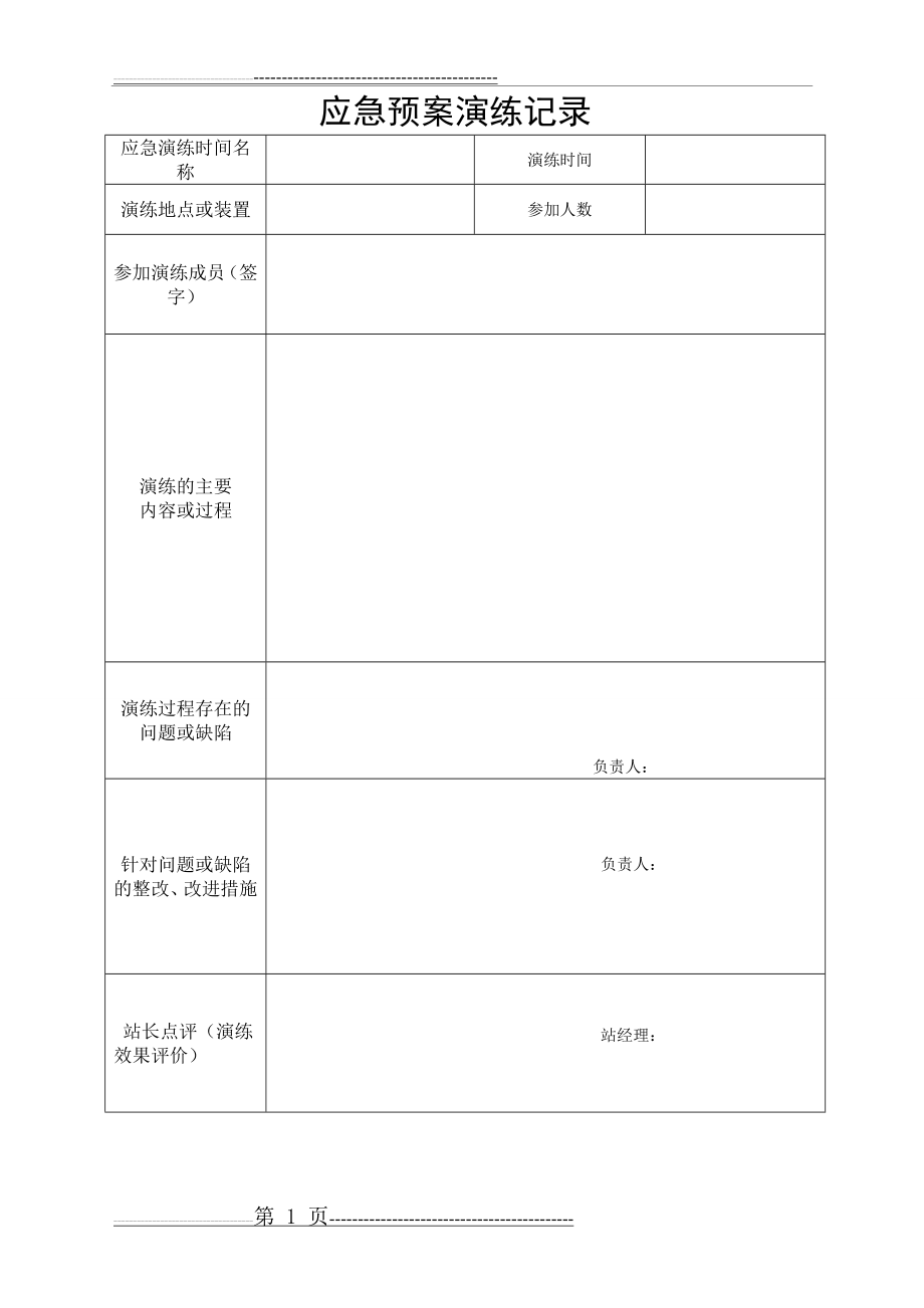 加油站应急预案演练记录(2页).doc_第1页