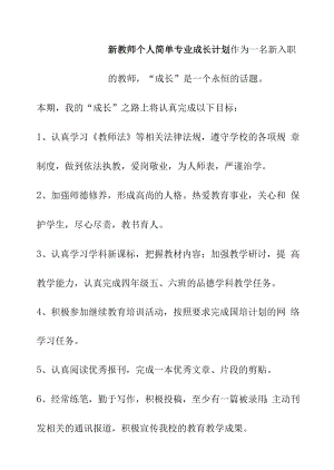 新教师个人简单专业成长计划.docx