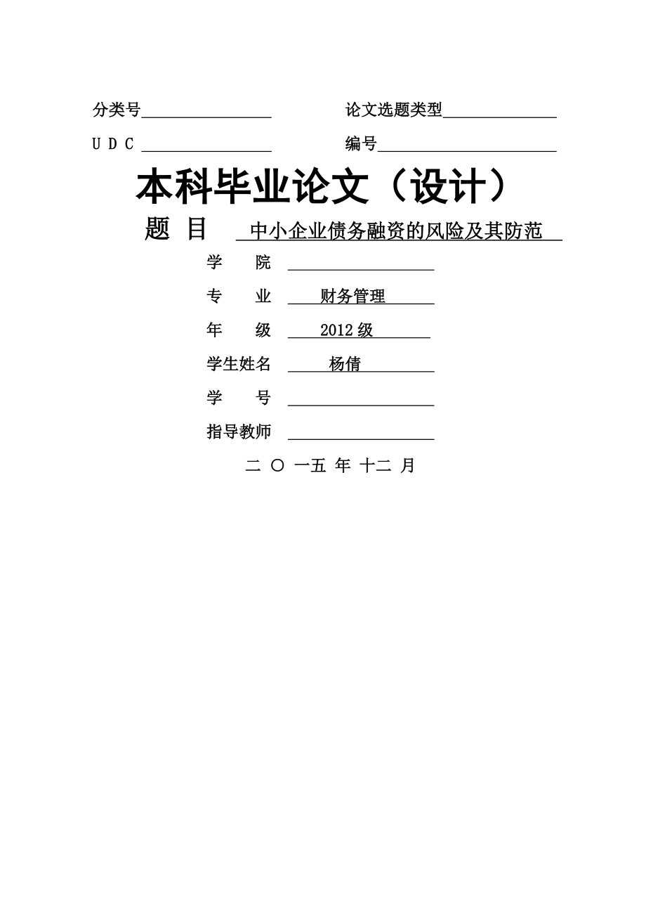 中小企业债务融资的风险及其防范.docx_第1页