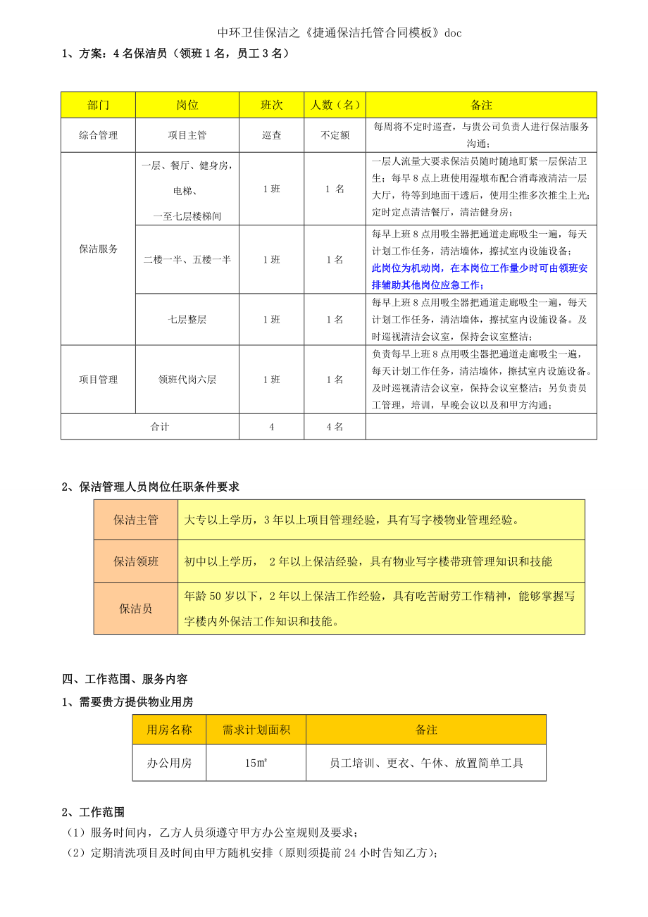 中环卫佳保洁之捷通保洁托管合同模板doc.doc_第2页