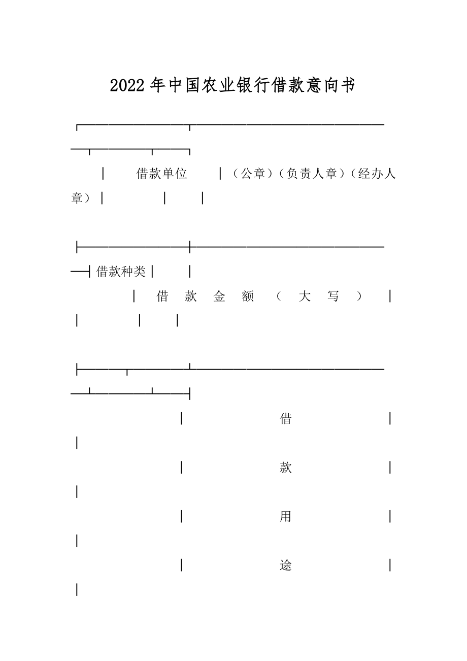 2022年中国农业银行借款意向书.docx_第1页