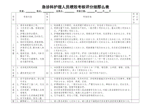 急诊科护理人员绩效考核评分细则表.doc