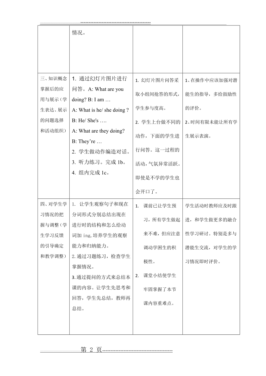 初中英语课堂观察记录与分析(2页).doc_第2页