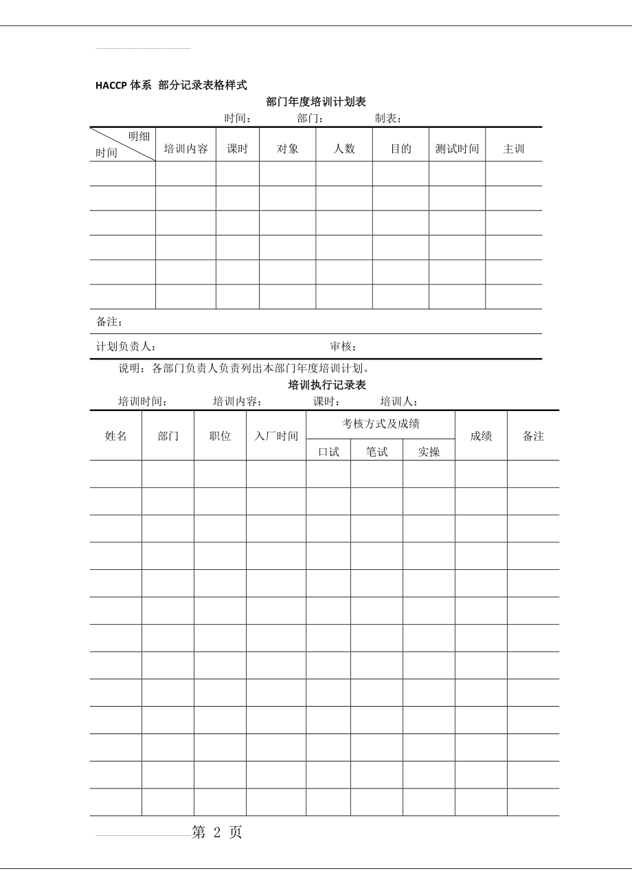 HACCP体系部分记录表格样式(24页).doc_第2页