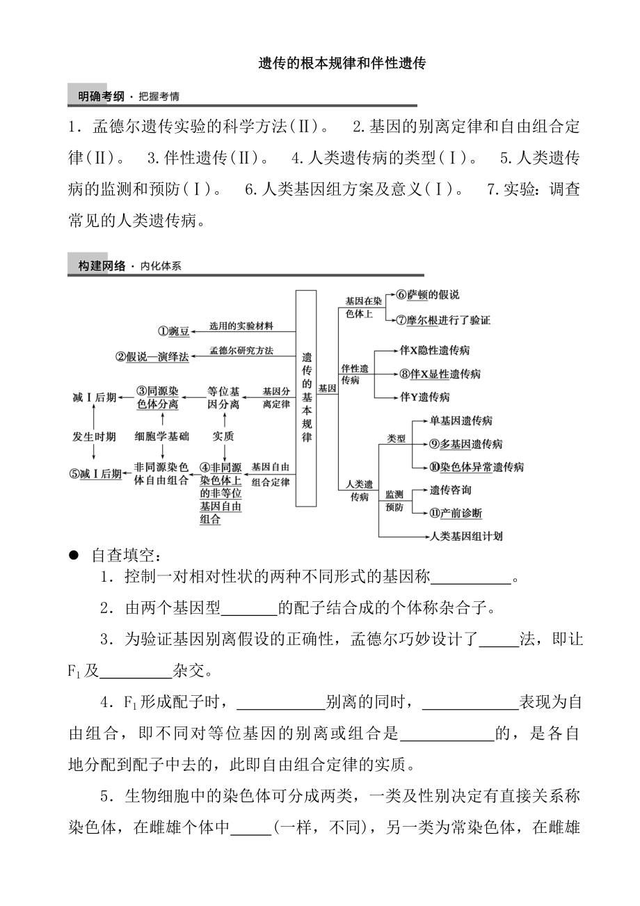 高三生物二轮复习遗传的基本规律和伴性遗传总结.docx_第1页