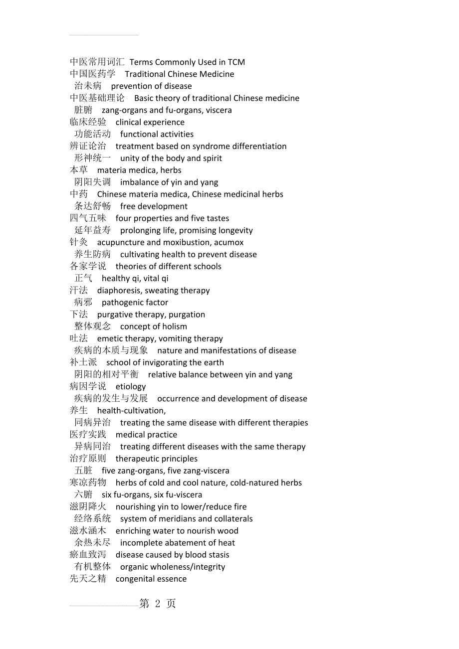 中医常用词汇 Terms Commonly Used in TCM(6页).doc_第2页