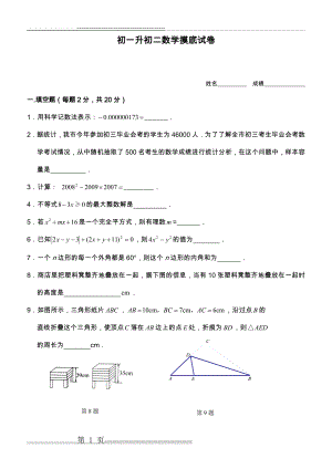 初一升初二数学摸底试题(8页).doc