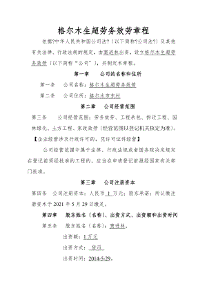 一人有限公司开业示范文本不设董事会不设监事会章程范文.docx