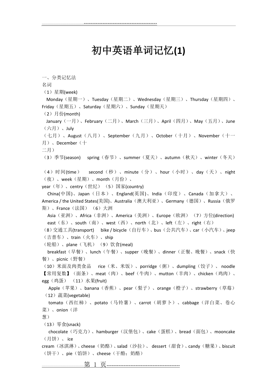 初中英语单词联想、趣味、词根法、谐音法、组合法记忆(10页).doc_第1页