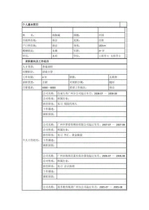 金融类个人简历中文范的文模板.doc