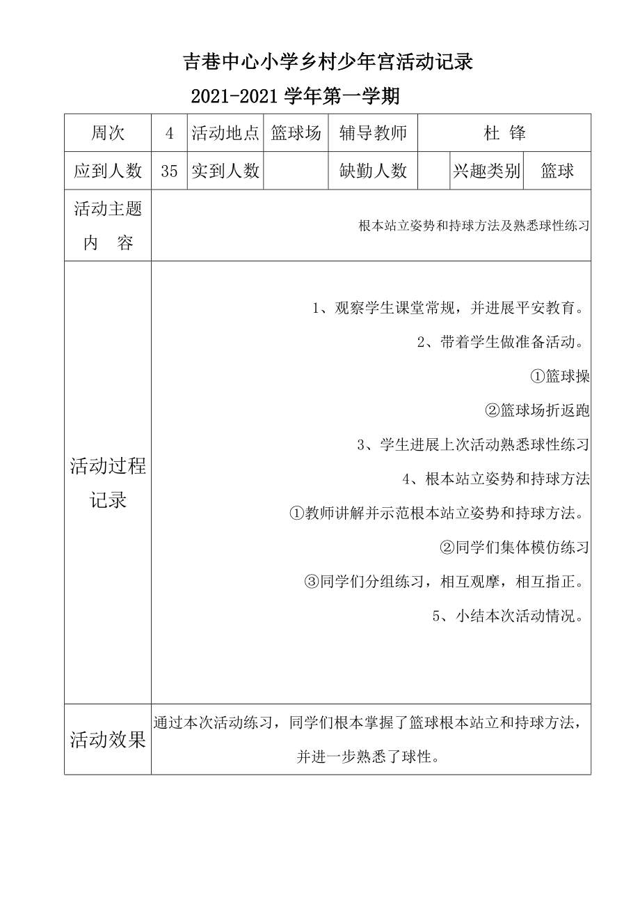 篮球吉巷中心小学乡村少年宫活动记录.doc_第2页