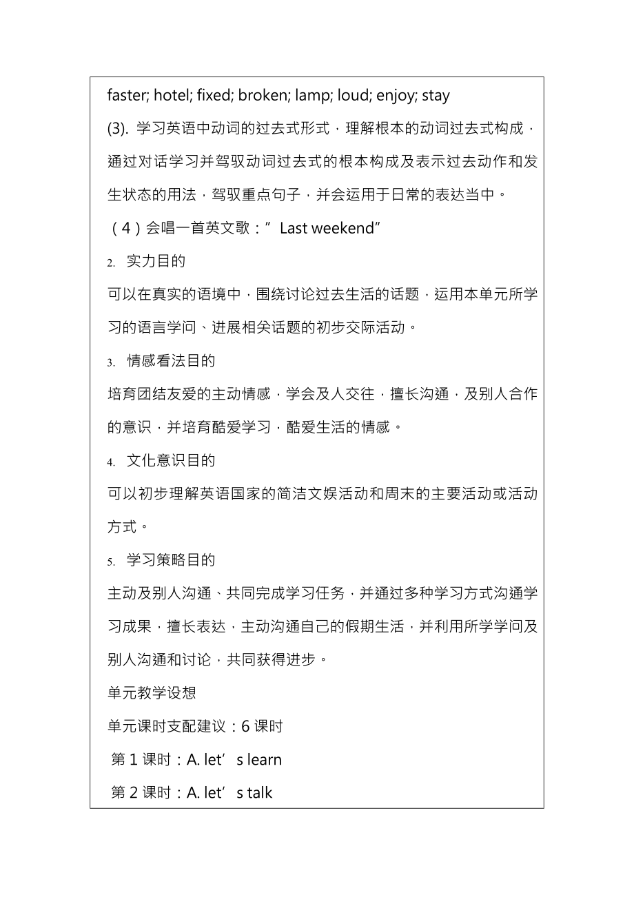 新PEP六下U2Lastweekend单元教学计划及教案.docx_第2页