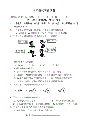 初三化学期中测试卷(有答案)(6页).doc