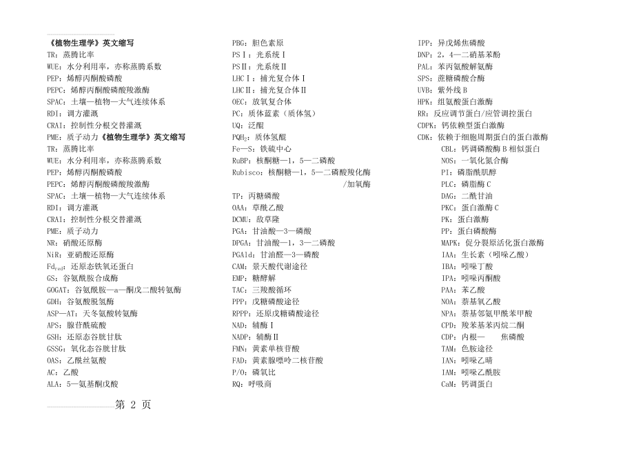 《植物生理学》英文缩写(5页).doc_第2页