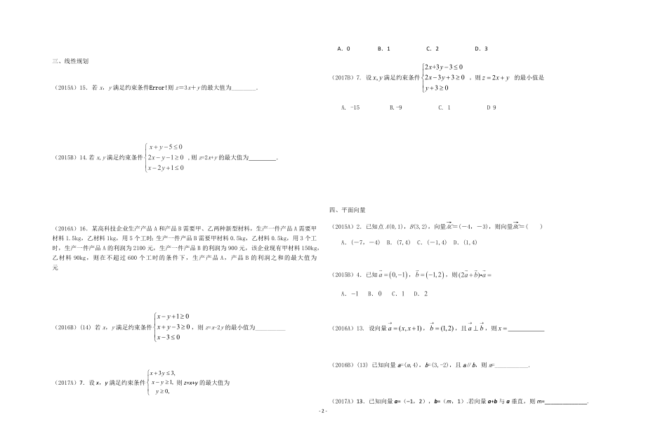 近三年(2015-2017)文科数学全国卷板块分类.docx_第2页