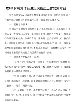 XX镇村级集体经济组织换届工作实施方案.docx