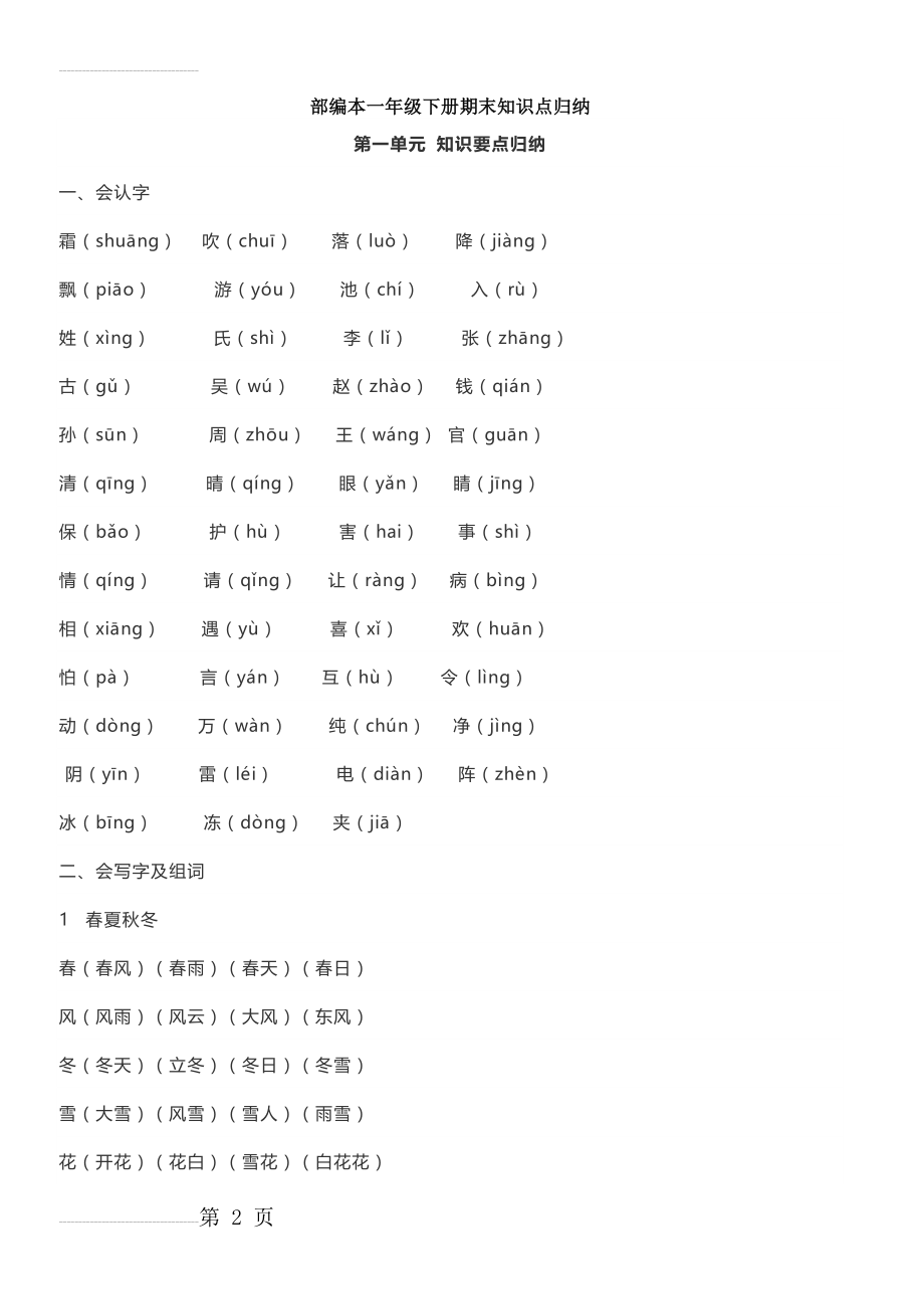 一年级语文下册知识点总结(全册)(27页).doc_第2页