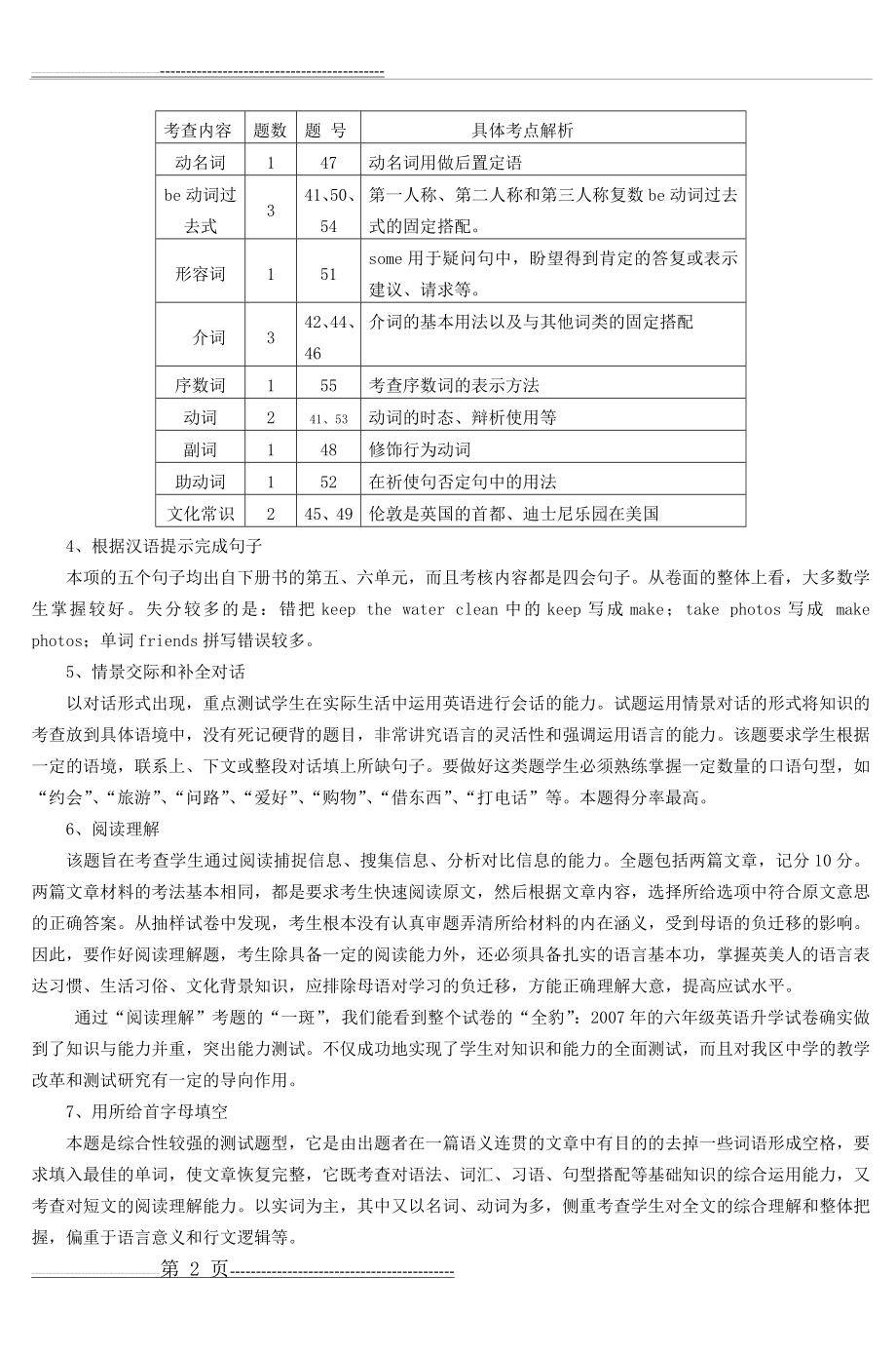 六年级英语毕业会考试卷评析 (2)(3页).doc_第2页