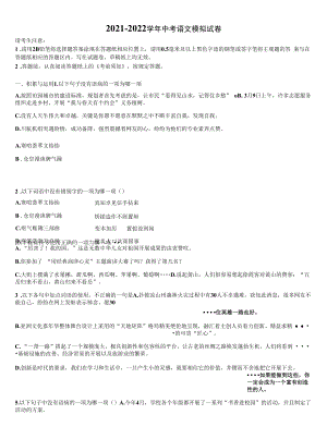 2022届四川省绵阳富乐国际重点达标名校中考五模语文试题含解析.docx